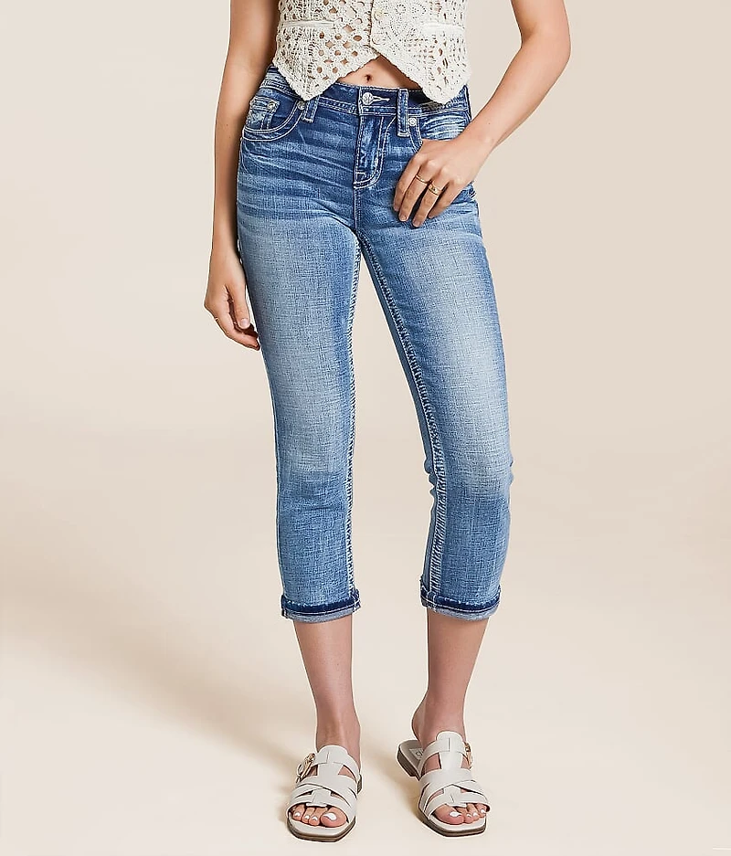 Mid-Rise Cuffed Stretch Capri Jean