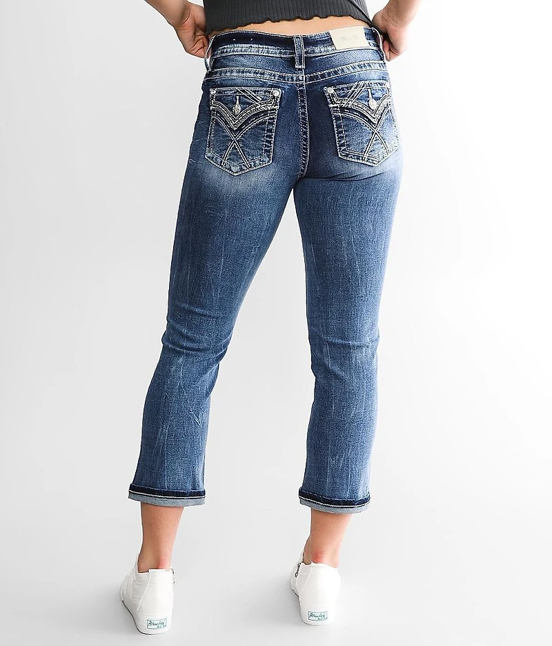 Curvy Mid-Rise Cuffed Stretch Capri Jean