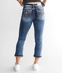 Curvy Mid-Rise Cuffed Stretch Capri Jean