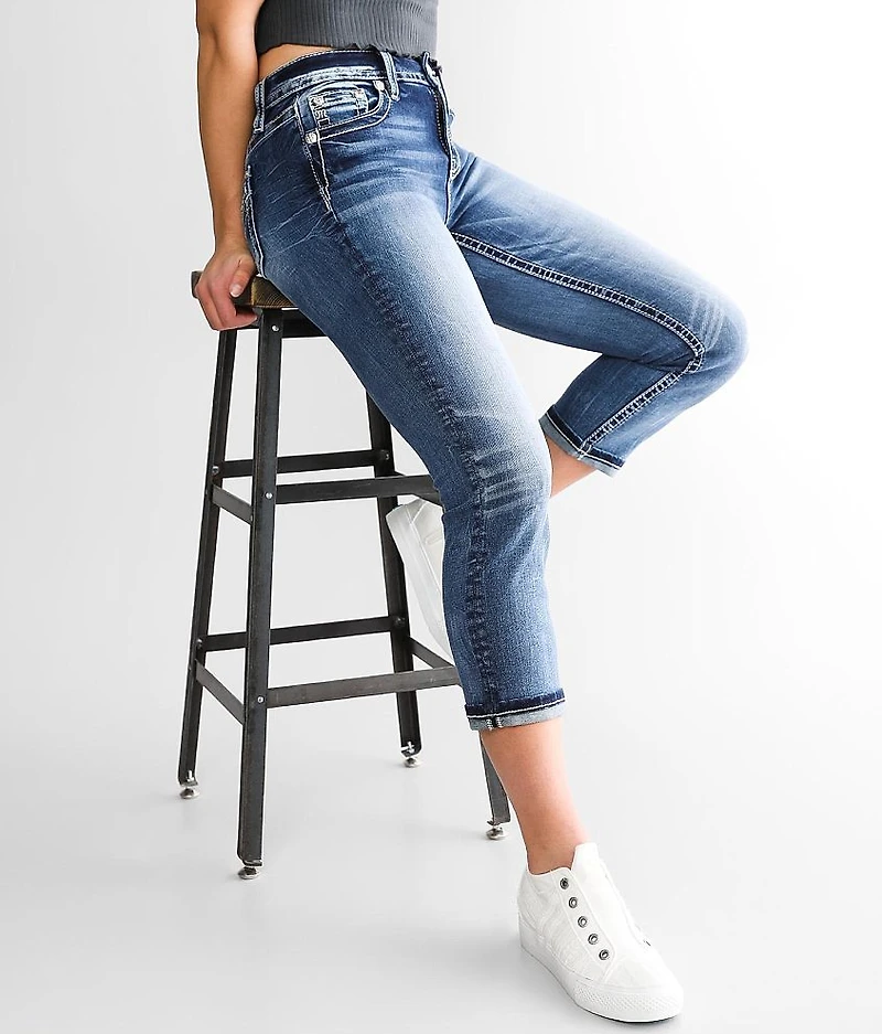 Miss Me Curvy Mid-Rise Cuffed Stretch Capri Jean