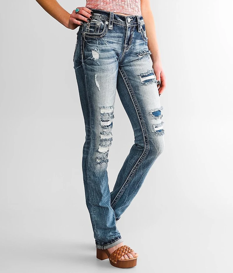 Mid-Rise Straight Stretch Cuffed Jean