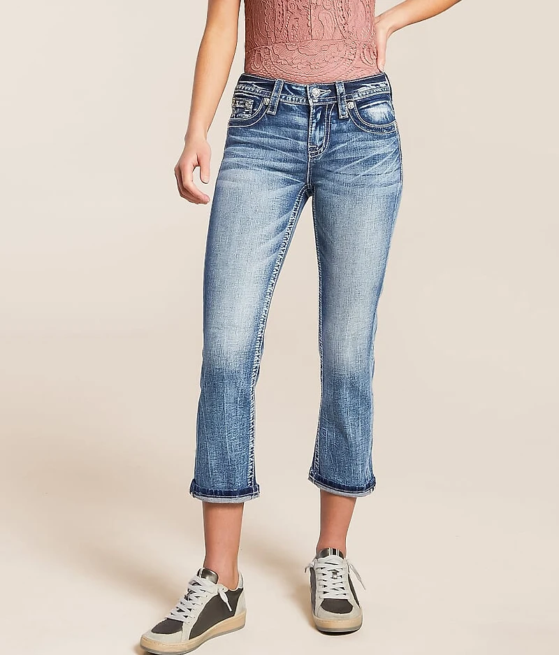 Mid-Rise Cuffed Stretch Capri Jean