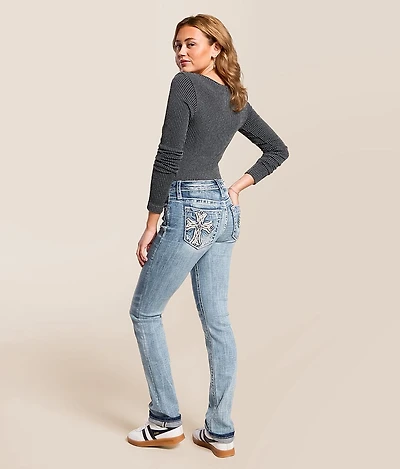 Mid-Rise Straight Stretch Cuffed Jean