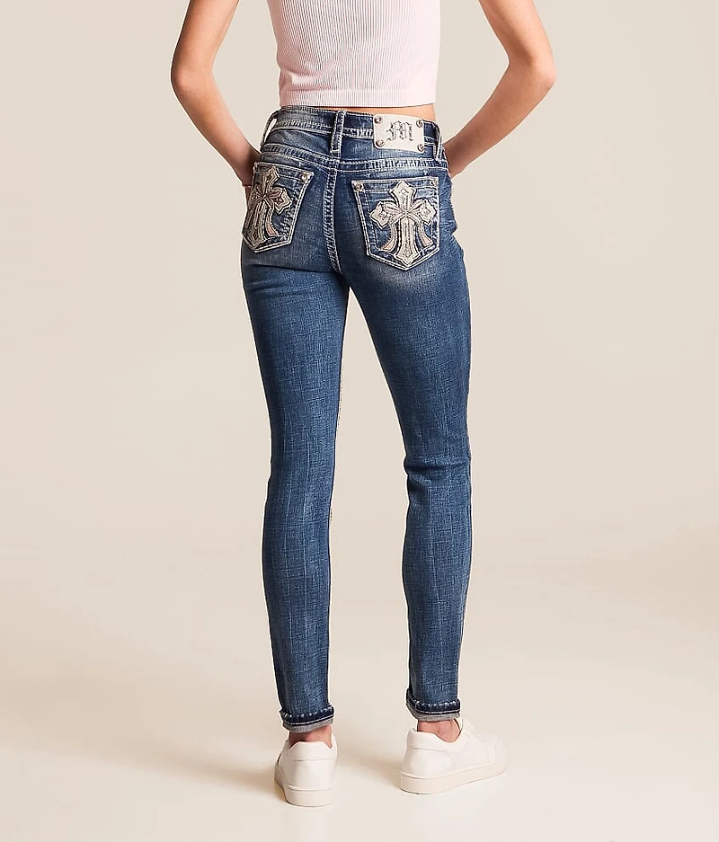 Mid-Rise Ankle Skinny Stretch Cuffed Jean