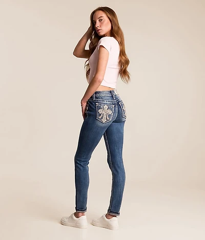 Mid-Rise Ankle Skinny Stretch Cuffed Jean