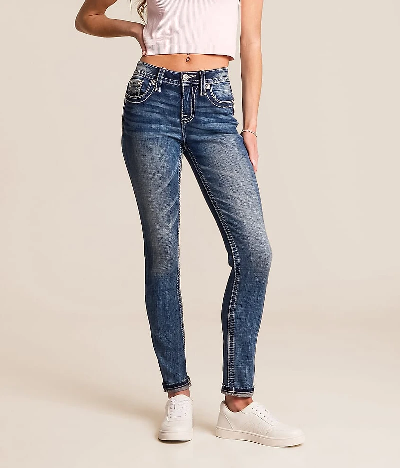 Mid-Rise Ankle Skinny Stretch Cuffed Jean