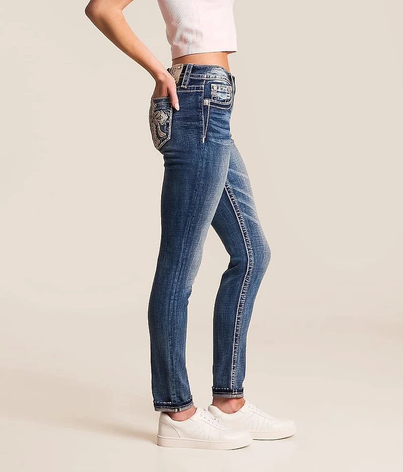 Mid-Rise Ankle Skinny Stretch Cuffed Jean