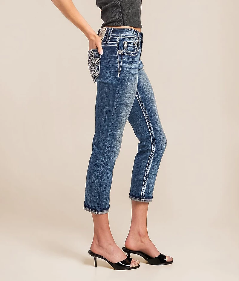 Mid-Rise Cuffed Stretch Capri Jean