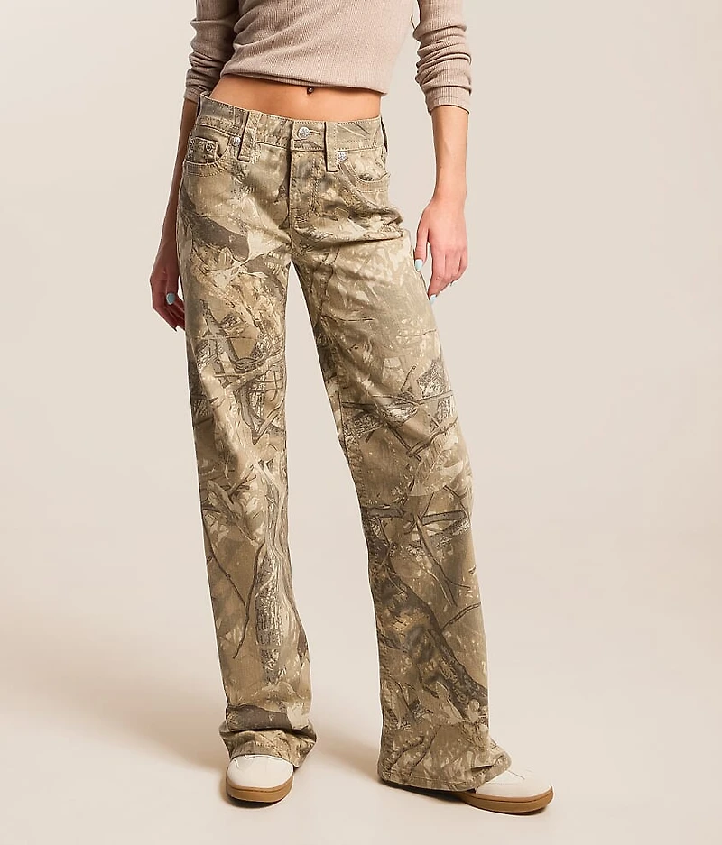 Mid-Rise Wide Leg Camo Stretch Jean