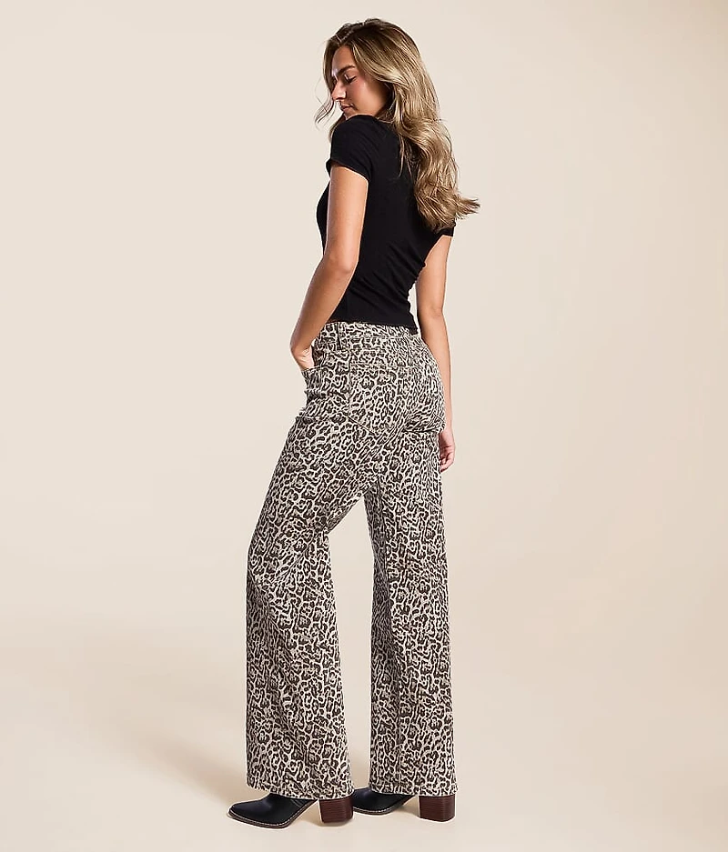 Leopard Print High Rise Wide Leg Stretch Jean