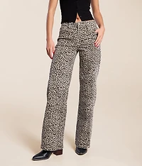 Leopard Print High Rise Wide Leg Stretch Jean