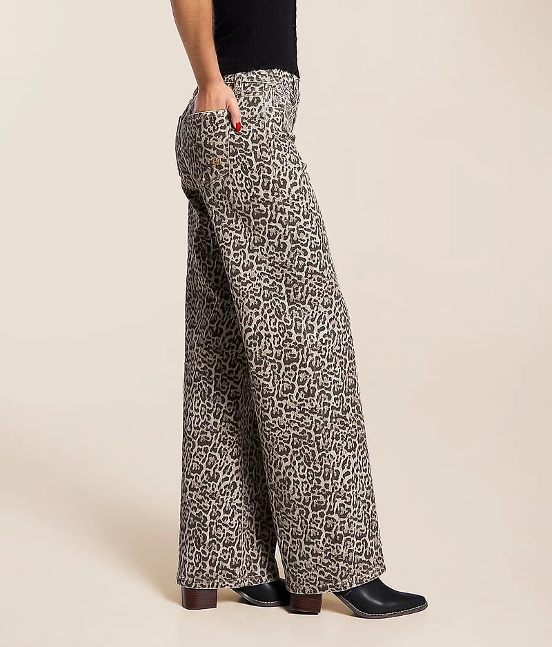 Leopard Print High Rise Wide Leg Stretch Jean