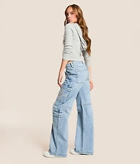 High Rise Cargo Wide Leg Stretch Jean