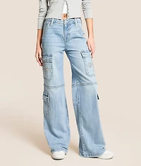 High Rise Cargo Wide Leg Stretch Jean