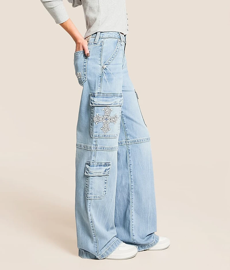 High Rise Cargo Wide Leg Stretch Jean