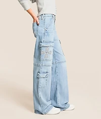 High Rise Cargo Wide Leg Stretch Jean