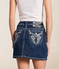 Mid-Rise Mini Denim Stretch Skirt