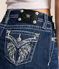 Mid-Rise Mini Denim Stretch Skirt