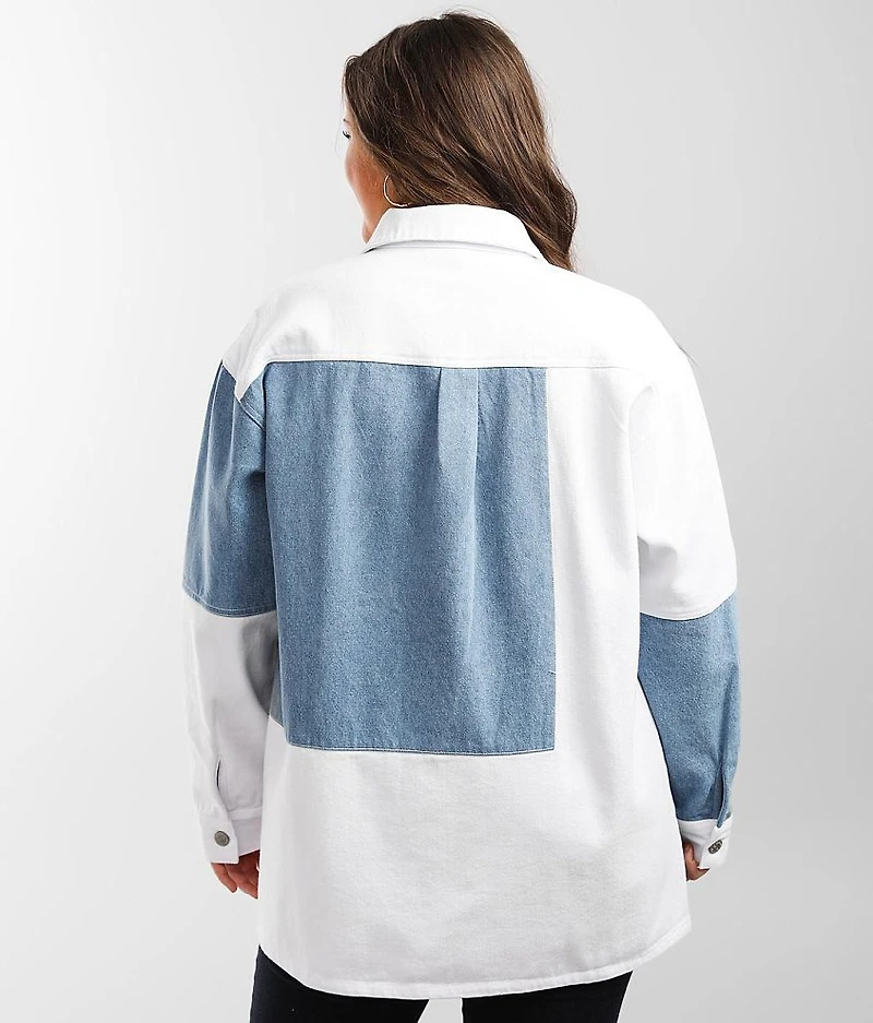 Patched Denim Shacket