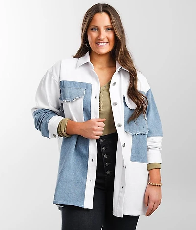 Patched Denim Shacket