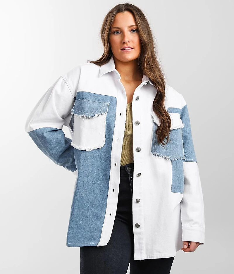 Patched Denim Shacket