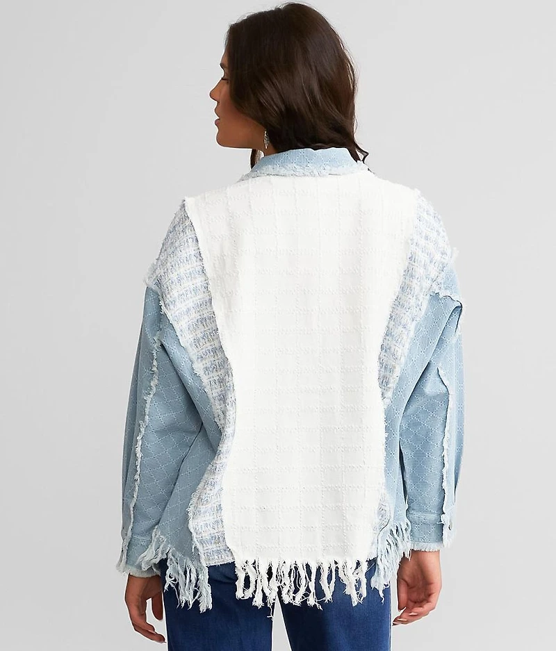 Pieced Tweed Denim Jacket