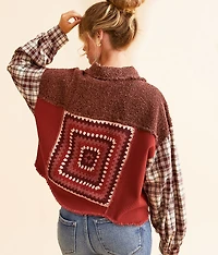 Pieced Plaid Hooded Shacket