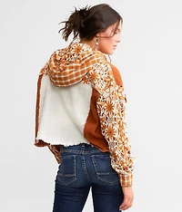 Floral Pieced Denim Jacket