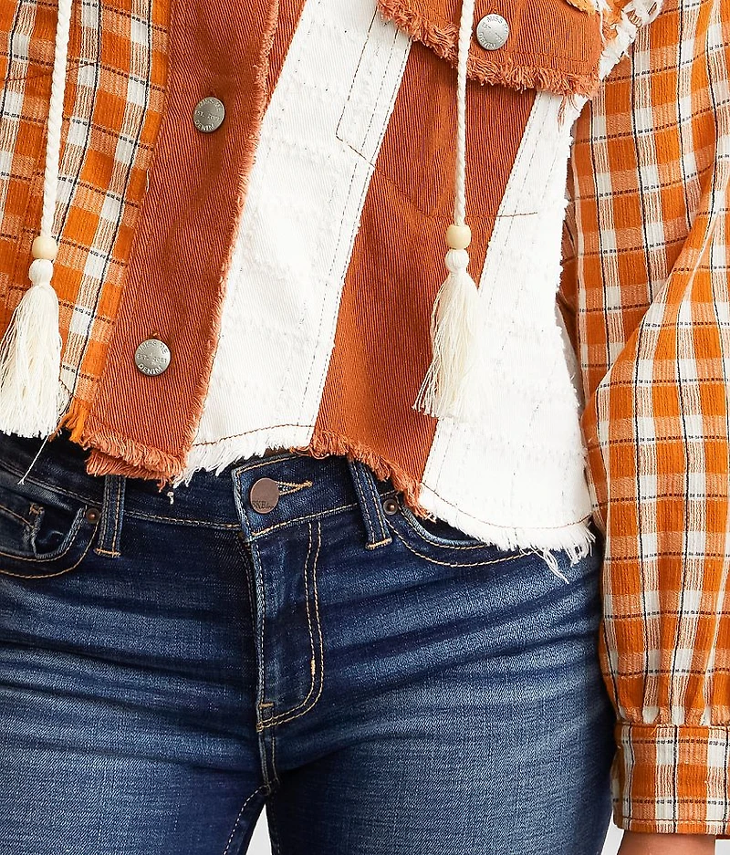 Floral Pieced Denim Jacket