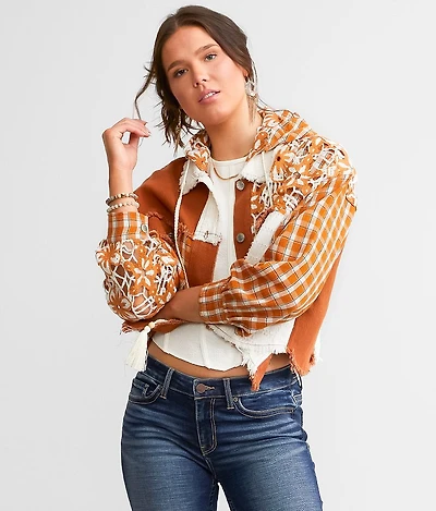 Floral Pieced Denim Jacket