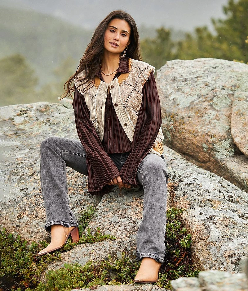 Metallic Tweed Vest