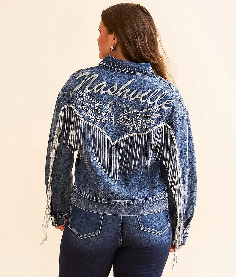 Nashville Rhinestone Fringe Denim Jacket