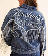 Nashville Rhinestone Fringe Denim Jacket