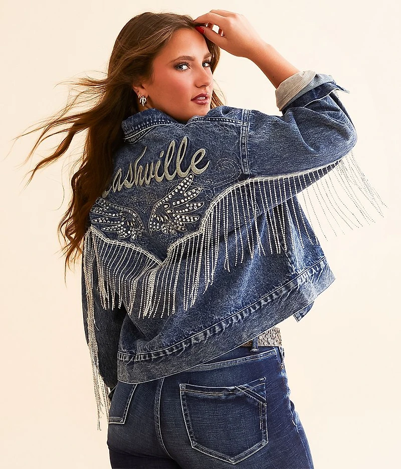 Nashville Rhinestone Fringe Denim Jacket