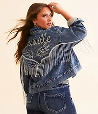 Nashville Rhinestone Fringe Denim Jacket