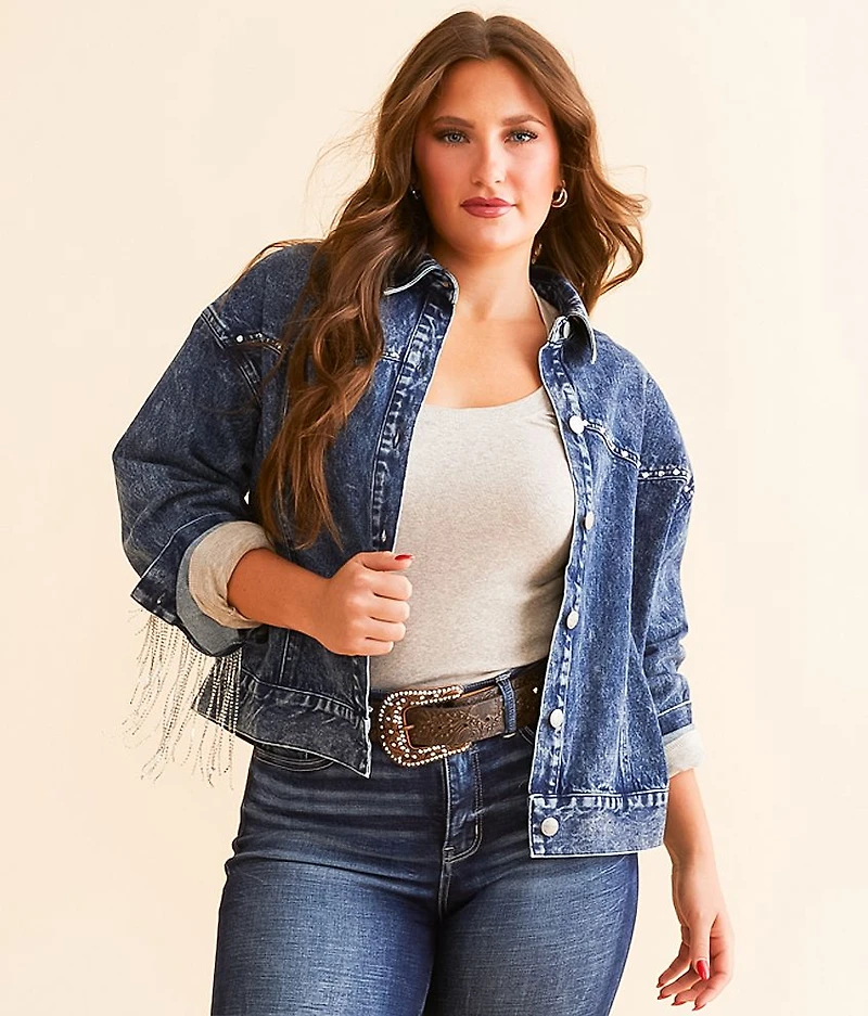 Nashville Rhinestone Fringe Denim Jacket