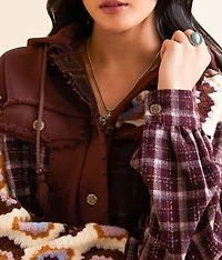 Pieced Plaid Hooded Jacket