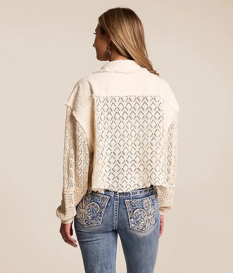 Pieced Crochet Cropped Jacket