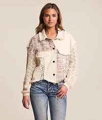 Pieced Crochet Cropped Jacket
