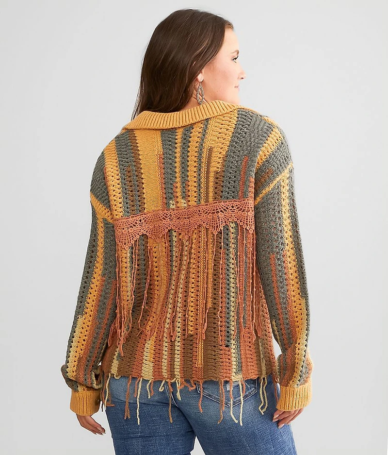Crochet Fringe Cardigan Sweater