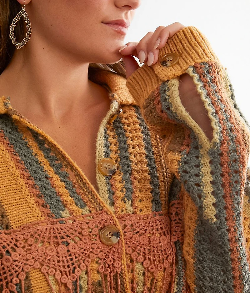 Crochet Fringe Cardigan Sweater