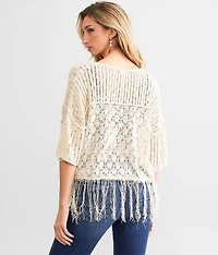 Crochet Fringe Cropped Sweater