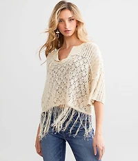 Crochet Fringe Cropped Sweater