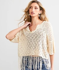 Crochet Fringe Cropped Sweater
