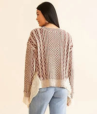 Cable Knit Pieced Mesh Sweater