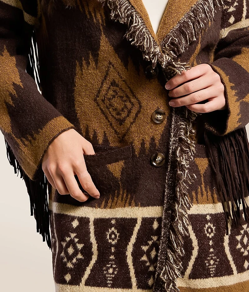 Western Fringe Cardigan Sweater