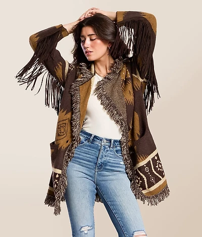 Western Fringe Cardigan Sweater