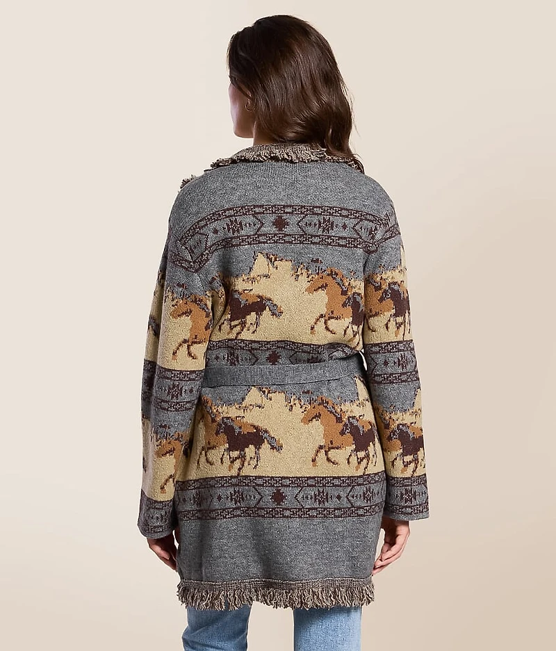 Western Fringe Cardigan Sweater