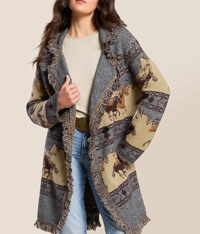 Western Fringe Cardigan Sweater