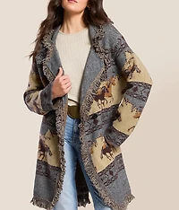 Western Fringe Cardigan Sweater